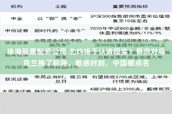 珠海股票配资公司 北约终于认清现实？普京对乌克兰换了称呼，敏感时刻，中国被点名