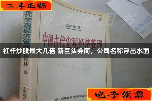 杠杆炒股最大几倍 新巨头券商，公司名称浮出水面