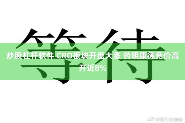 炒股杠杆软件 CRO板块开盘大涨 药明康德竞价高开近8%