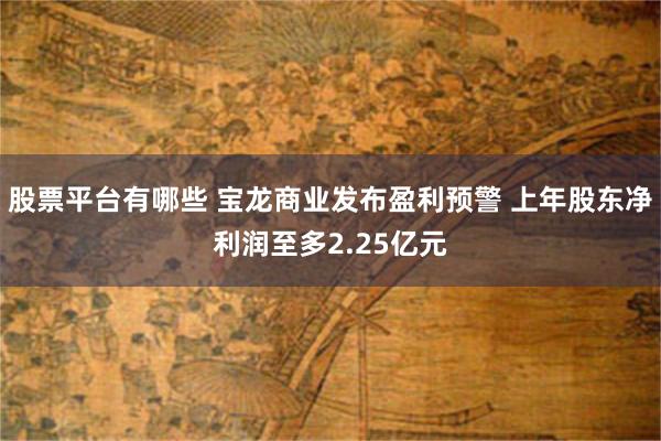 股票平台有哪些 宝龙商业发布盈利预警 上年股东净利润至多2.25亿元