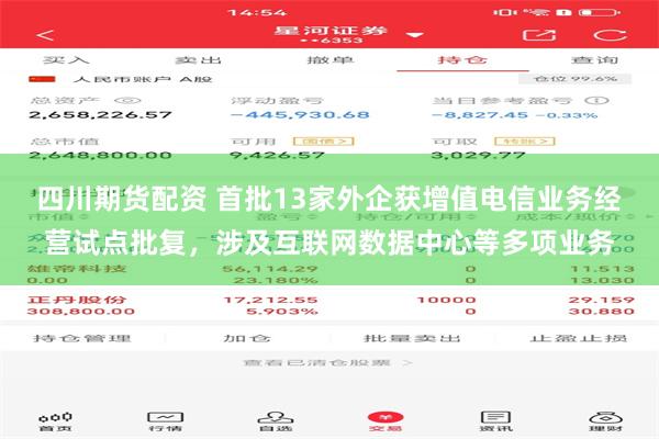 四川期货配资 首批13家外企获增值电信业务经营试点批复，涉及互联网数据中心等多项业务