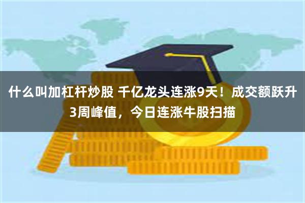 什么叫加杠杆炒股 千亿龙头连涨9天！成交额跃升3周峰值，今日连涨牛股扫描