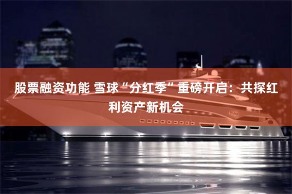 股票融资功能 雪球“分红季”重磅开启：共探红利资产新机会