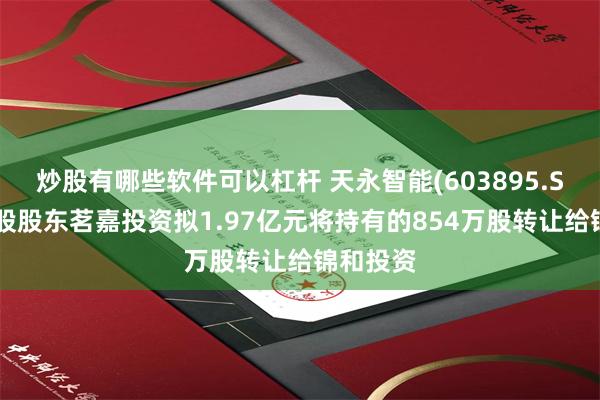 炒股有哪些软件可以杠杆 天永智能(603895.SH)：控股股东茗嘉投资拟1.97亿元将持有的854万股转让给锦和投资