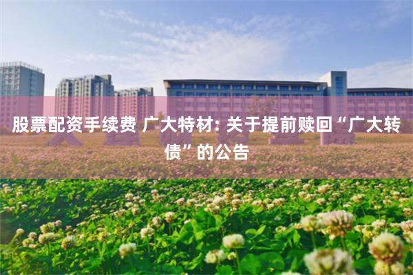 股票配资手续费 广大特材: 关于提前赎回“广大转债”的公告